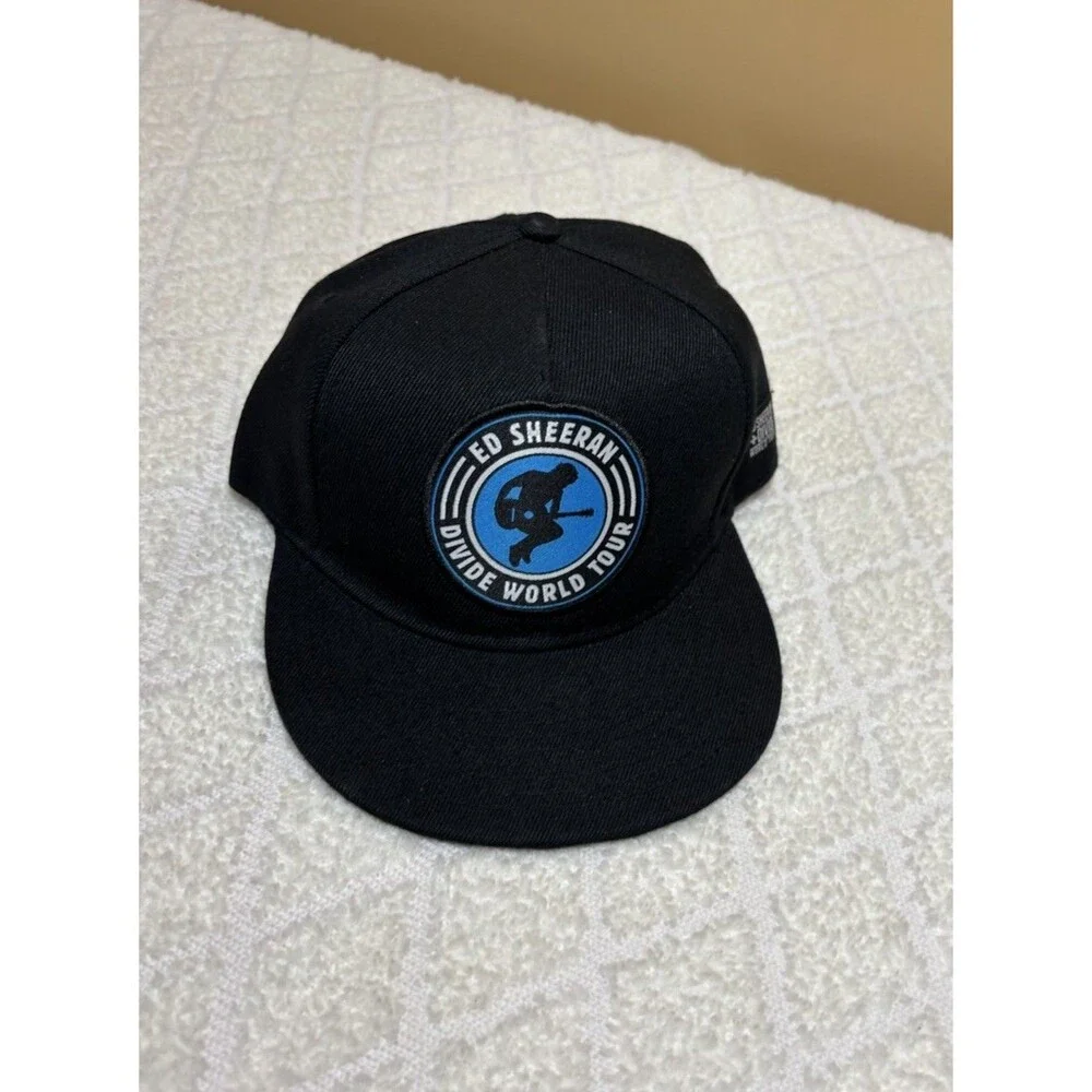 Ed Sheeran Divide World Tour Music Concert Embroidered Patch Black Snap Back Hat